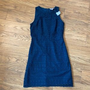 LOFT teal crocheted design dress, 0 petite